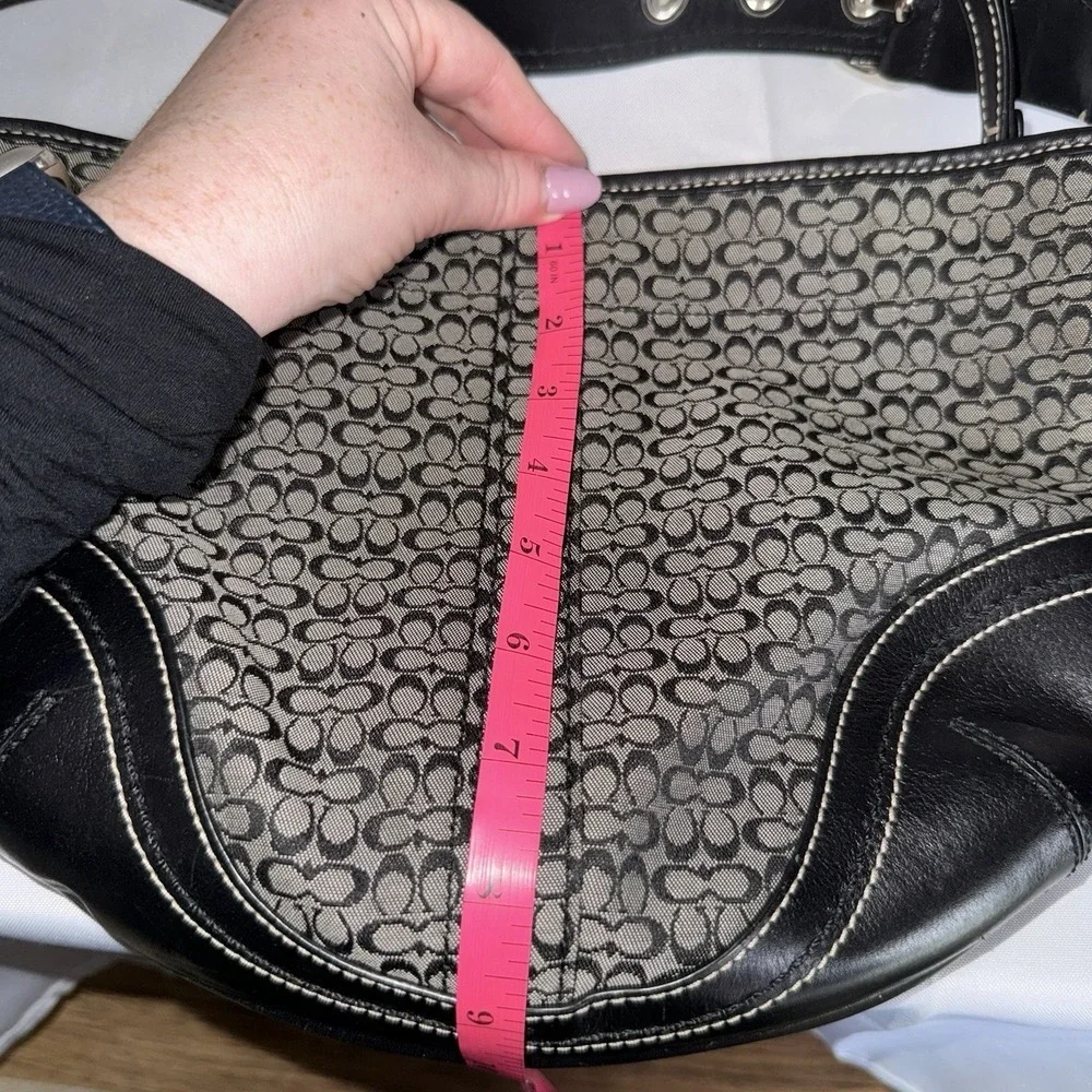 Coach Soho Signature C Crescent Hobo Handbag Shoulder Bag Purse Black